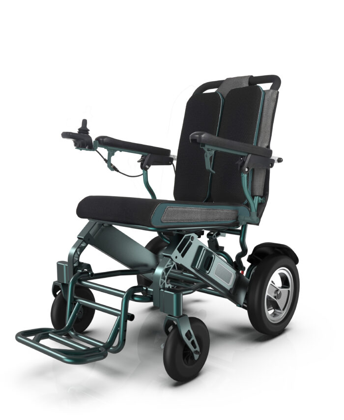Passionspot Lightweight Folding Electric Wheelchair - Forest Green