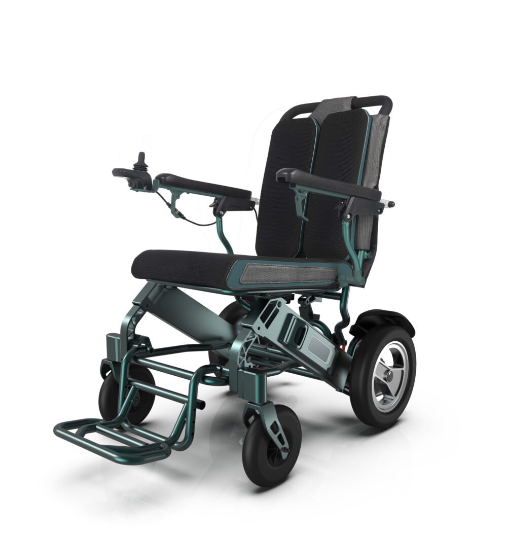 Passionspot Lightweight Folding Electric Wheelchair - Forest Green
